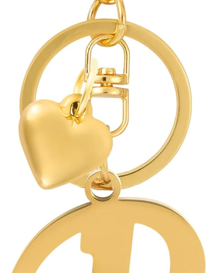 A-Z Heart Initial Letter Keychain, Stainless Steel Alphabet Charm for Handbags, Gift for Women and Girls