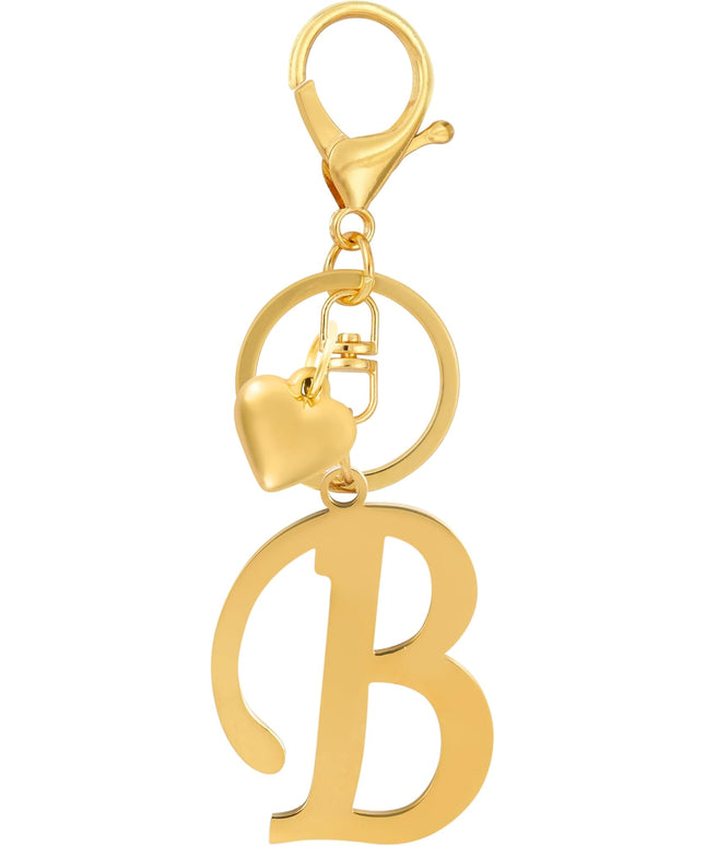 A-Z Heart Initial Letter Keychain, Stainless Steel Alphabet Charm for Handbags, Gift for Women and Girls