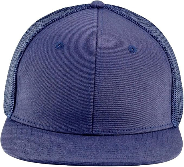 Flat Bill Snapback Mesh Hats | Fits OSFM & XXL Big Head | Blank Solid Color Adjustable Trucker Hat for Men