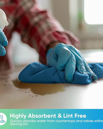 HOMEXCEL Navy Blue Microfiber Cleaning Cloth, 24 Pack Cleaning Towels for Kitchen, Lint Free, Scratch-Free, Highly Absorbent, and Reusable Cleaning Rags for House, Window, Cars, 11.5 X11.5 inch