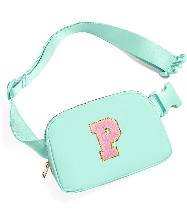Gitus Belt Bag Fanny Pack Crossbody Bags with Initial Letter Patch Cute Stuff Birthday Gifts for Teenager Girls Trendy Preppy Stuff for Teen Girls Cool Stuff for Teens (Mint Green-P)