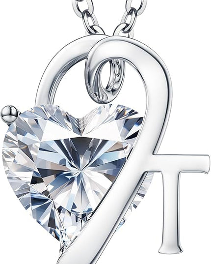 ForeverLove Heart Necklaces for Women, 4-2 Carats Heartshap Moissanite, Silver Pendant Jewelry, Anniversary Birthday Gifts for Wife, Girlfriend, Daughter, Mom