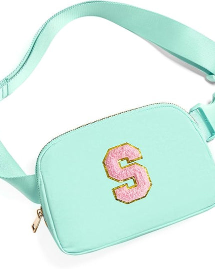 Gitus Belt Bag Fanny Pack Crossbody Bags with Initial Letter Patch Cute Stuff Birthday Gifts for Teenager Girls Trendy Preppy Stuff for Teen Girls Cool Stuff for Teens (Mint Green-S)