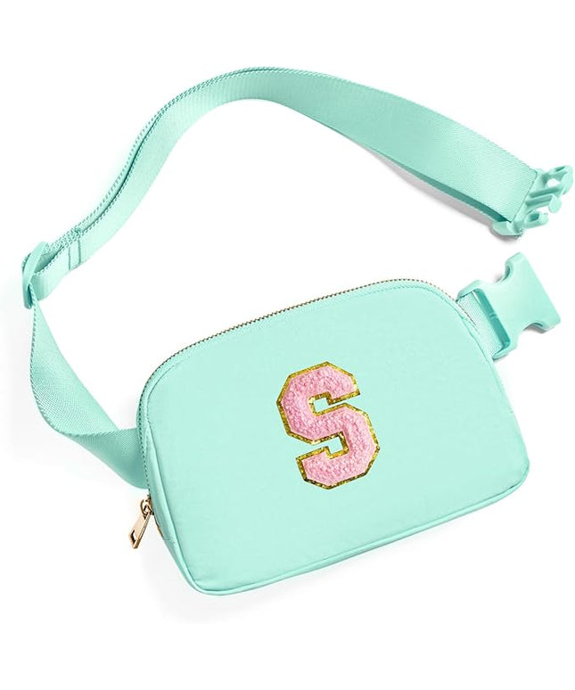 Gitus Belt Bag Fanny Pack Crossbody Bags with Initial Letter Patch Cute Stuff Birthday Gifts for Teenager Girls Trendy Preppy Stuff for Teen Girls Cool Stuff for Teens (Mint Green-S)