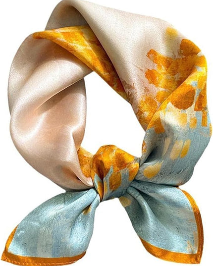 ANDANTINO 100% Real Mulberry Silk Scarf -21'' x 21''- Lightweight Neckerchief –Women Men Small Square Digital Printed Scarves