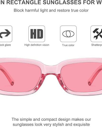 JASPIN Rectangle Sunglasses for Women Men Trendy Y2k Retro 90s Sun Glasses UV Protection Cool Square Frame