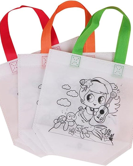 Manwetye 65 Pack Graffiti Goodie Bags for Kids Birthday Party Favors,Color Your Own Tote Bag,Eco Reusable Coloring Carnival Animal Art Party Goodie Bags(40Bags+24Color Pens+1pad)