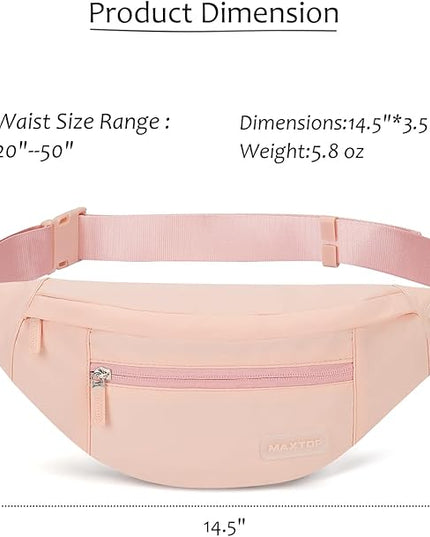 MAXTOP Large Crossbody Fanny Pack with 4-Zipper Pockets,Gifts for Enjoy Sports Festival Workout Traveling Running Casual Hands-Free Wallets Waist Pack Phone Bag Carrying All Phones