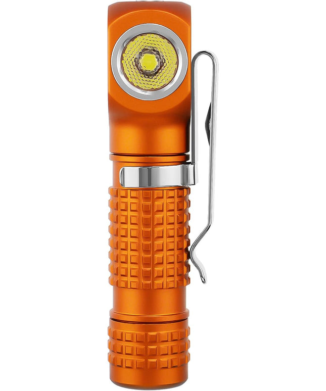 Manker E02 III Everyday-Carry Flashlight, USB-C Rechargeable 10440 / AAA Flashlight, Pocket EDC Flashlight with Magnetic Tail, Reversible Clip (560 Lumens 6500K Cool White, Orange)