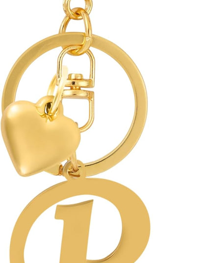 A-Z Heart Initial Letter Keychain, Stainless Steel Alphabet Charm for Handbags, Gift for Women and Girls