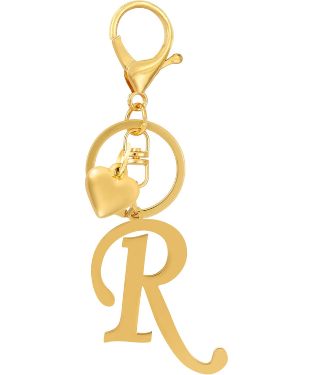 A-Z Heart Initial Letter Keychain, Stainless Steel Alphabet Charm for Handbags, Gift for Women and Girls