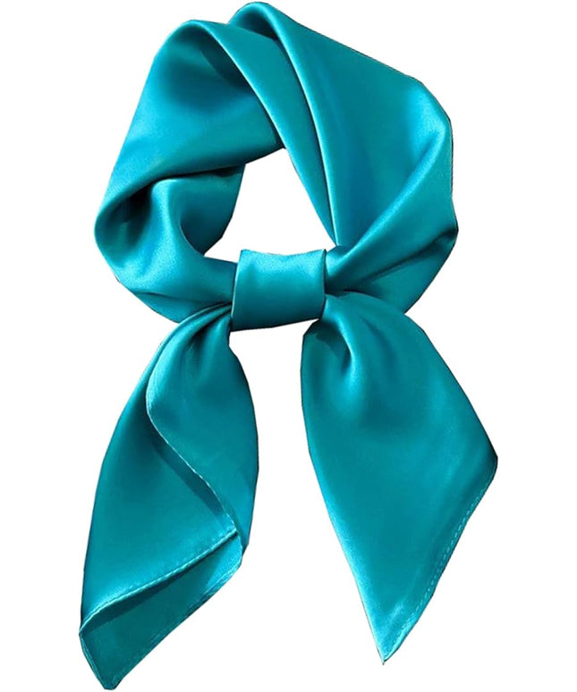 CHUNG Women's Square Satin Scarf 27.5" Bandanas Solid 50s Retro Neck Scarves Emulation Silk Handbag Hair Ribbons Necktie