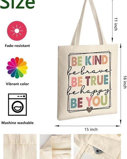 AUSVKAI Canvas Tote Bag Aesthetic for Women, Cute Cloth Cotton Bags for College Shopping Beach Grocery and Trendy Gifts
