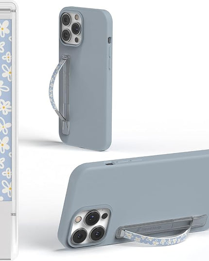 SleekStrip SleekGrip-Essential Ultra Thin Phone Grip Stand,Slim Metal Finger Loop Ring Hand Holder Strap Cell Phone Grips for iPhone 16 Pro Max,17 Air,Android,Case Back - Frosted x Daisy Bloom