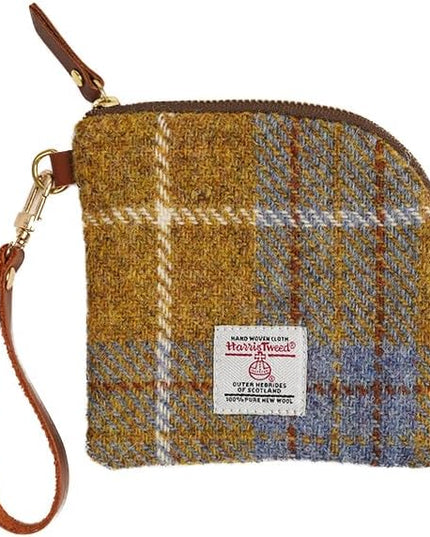 Harris Tweed Wool Coin Purse Small Money Pouch With Zipper For Women Men handmade (Yellow)