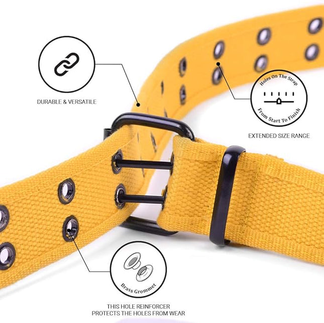 Boxed Gifts Parquet Casual Canvas Belt - Double Hole, Double Grommets for Men & Women