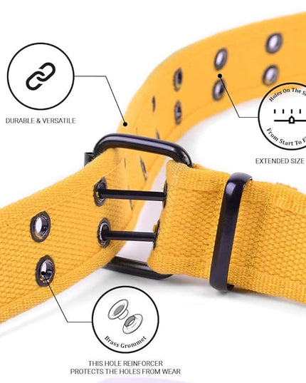 Boxed Gifts Parquet Casual Canvas Belt - Double Hole, Double Grommets for Men & Women
