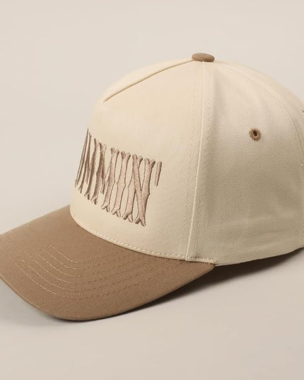 MIRMARU Two-Tone Vintage Canvas Trucker Hats for Men & Women, Adjustable Size Baseball Caps with Trendy Embroidered Design