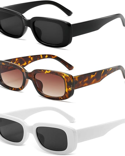Dollger Rectangle Sunglasses for Women Men Trendy Retro Fashion Sunglasses UV 400 Protection Square Fram
