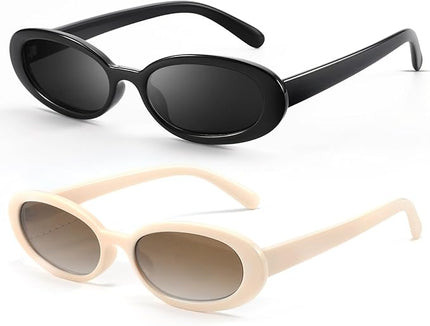 DANAMY Sunglasses Womens Retro Oval Sunglasses for Women Men Fashion Small Oval Sun Glasses 90s Vintage Driving Shades