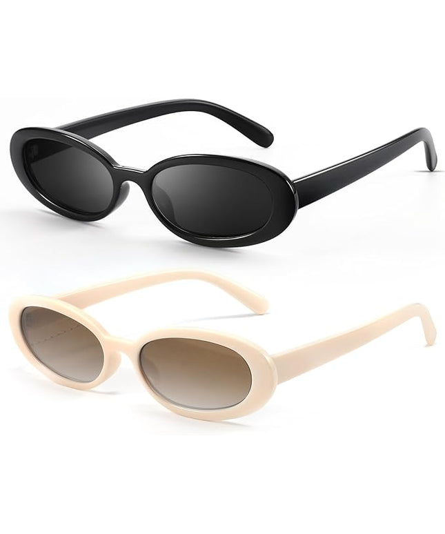 DANAMY Sunglasses Womens Retro Oval Sunglasses for Women Men Fashion Small Oval Sun Glasses 90s Vintage Driving Shades