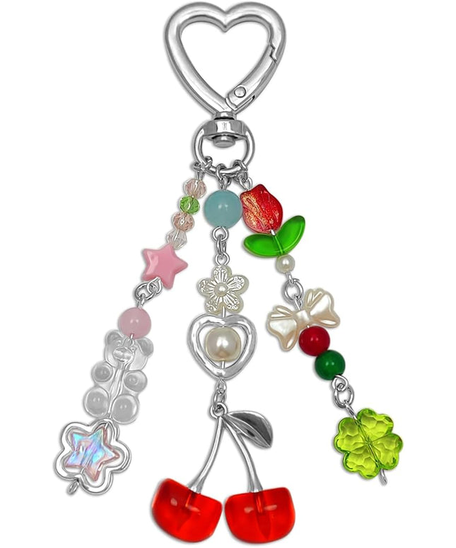 Keychain Bag Accessories Cute Cherry Strawberry Flower Keychains Accessories Decor for Keys Bags Purses Gift