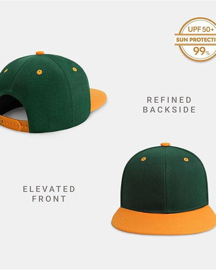 CHOK.LIDS Flat Bill Visor Classic Snapback Hat Blank Adjustable Brim High Top End Trendy Color Style Plain Tone Baseball Cap