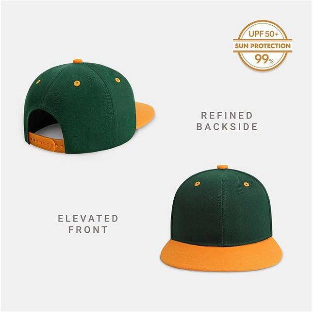 CHOK.LIDS Flat Bill Visor Classic Snapback Hat Blank Adjustable Brim High Top End Trendy Color Style Plain Tone Baseball Cap