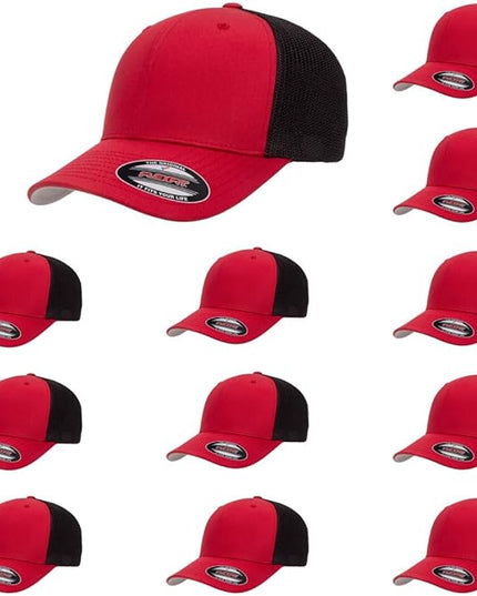 Flexfit 6511 Fitted Mid-Profile Stretchable Mesh Panels Trucker Cap | Bulk Pack Available