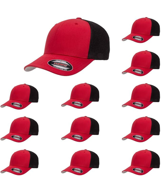 Flexfit 6511 Fitted Mid-Profile Stretchable Mesh Panels Trucker Cap | Bulk Pack Available
