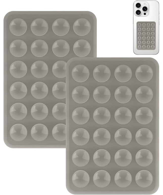 2 Pack Silicone Suction Phone Case Mount, Silicon Adhesive Smartphones Stand Sticky, Non Slip Suction Cup, Hands-Free Phone Accessories Holder for Selfies and Videos Light Gray