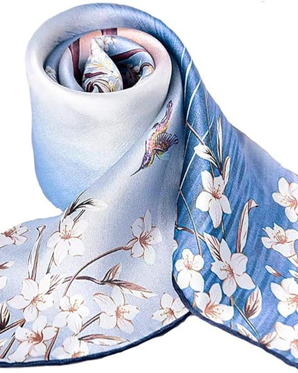 ANDANTINO 100% Mulberry Silk Scarf -21” Lightweight Square Neckerchief – Breathable Digital Printed Scarves with Gift Packed
