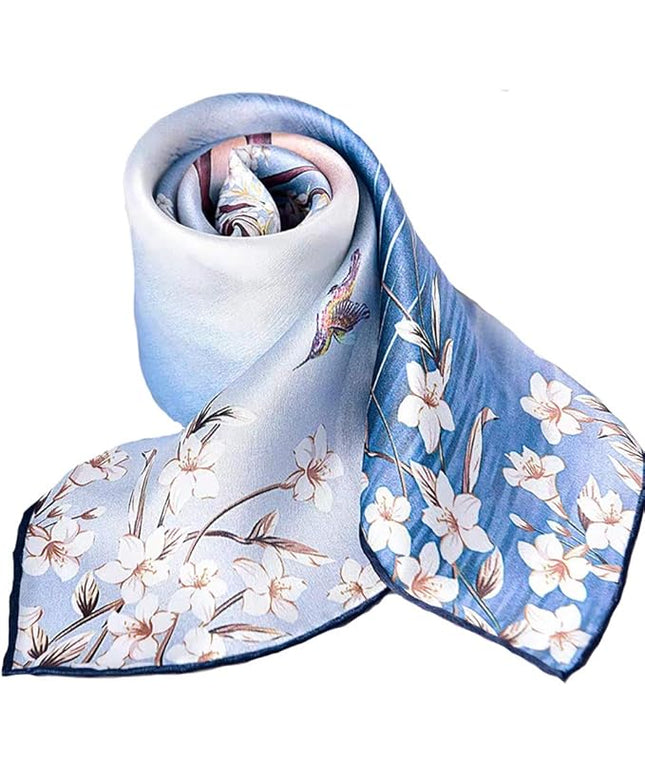 ANDANTINO 100% Mulberry Silk Scarf -21” Lightweight Square Neckerchief – Breathable Digital Printed Scarves with Gift Packed