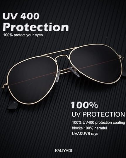 KALIYADI Classic Aviator Sunglasses for Men Women Driving Sun glasses Polarized Lens UV Blocking
