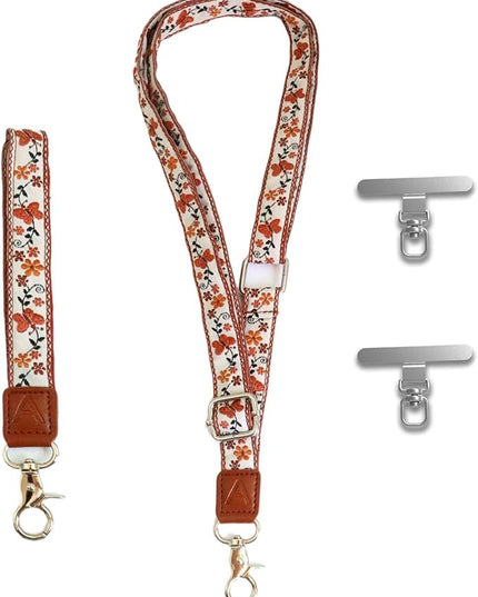 LEMEDE Wrist Keychain and Adjustable Phone Lanyard, Silver Hook Phone Crossbody Strap with 360° Rotating Phone Pads