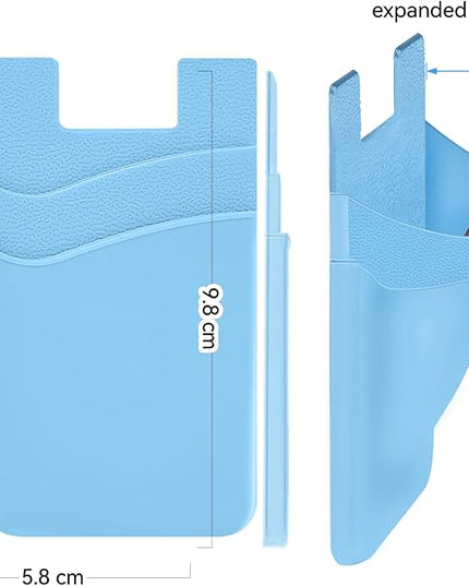 SS Card Holder for Phone Case - Silcone Stick On Credit Card Phone Wallet for Men & Women, Ultra-Thin & Portable, Compatible with iPhone/Android/Samsung Galaxy, Holds Cards & Cash, Hands-Free (5 pack)