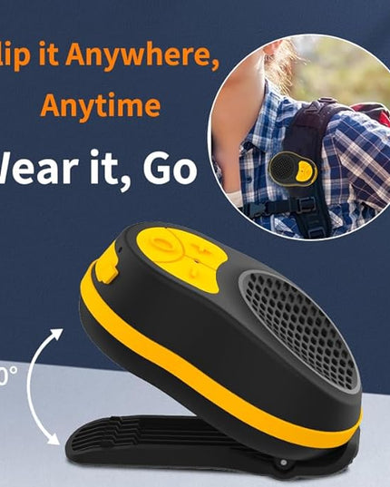 Wearable Bluetooth Speaker Clip On, Small Portable Speaker, Waterproof Bluetooth Mini Speaker with Microphone for Workout Running Up to 24H Playtime(Black+Orange)