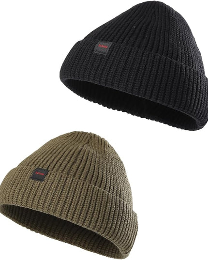 2 Pack Fisherman Beanie Hats for Men Women,Knit Trawler Skull Cap,Watch Cap,Spring Fall Winter Warm Short Hats