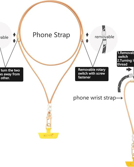 cell phone lanyard Detachable Phone Chain Strap Leather 2-in-1 phone wrist strap
