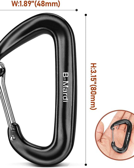 Carabiner Clips Heavy Duty 12kN (2697 lbs)-Lightweight Locking Carabiners for Camping, Hiking, Hammock, Dog Leash Harness, Outdoor and Gym etc, Keychains& Utility