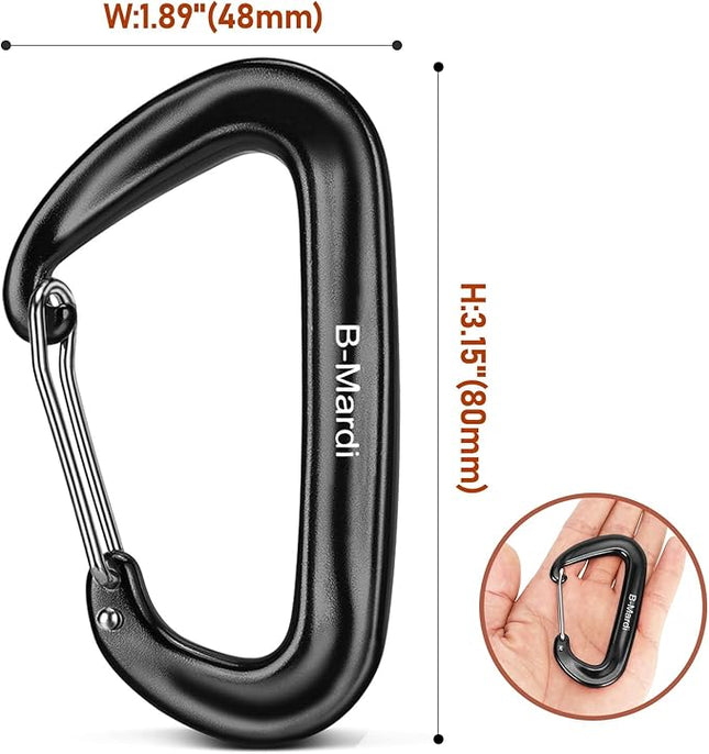 Carabiner Clips Heavy Duty 12kN (2697 lbs)-Lightweight Locking Carabiners for Camping, Hiking, Hammock, Dog Leash Harness, Outdoor and Gym etc, Keychains& Utility
