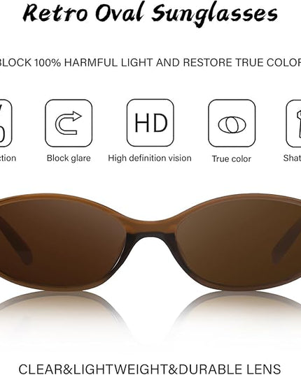Retro Oval Cat Eye Sunglasses for Women Y2k Designer Trendy Narrow Shades UV protection Sun Glasses