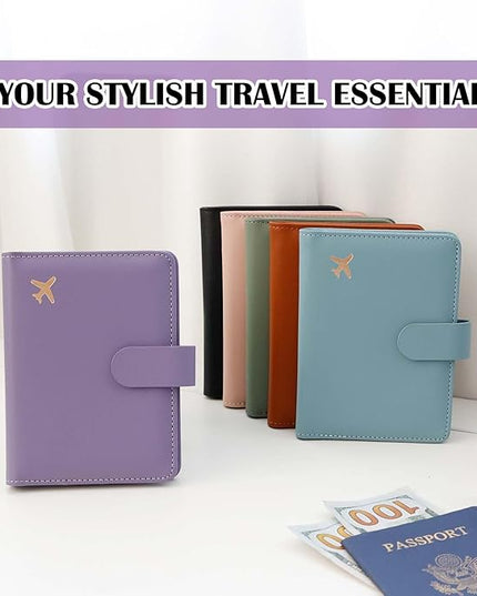 Melsbrinna Premium Leather Passport Holder Covers Case, Waterproof Rfid Blocking Travel Wallet Passport Holder with Pen Holder, Cute Passport Book for Women/Men