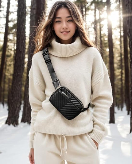 UTO Fanny Pack for Women Crossbody Trendy Fashion Belt Purse Chest Waist Hip Bumbag for Outdoor Shopping Travel Hiking