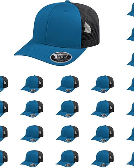 Cap America i8502 Flexfit 110 Premium Mid Profile 6-Panel Mesh Back Trucker Cap Hat w/UV Guard & Adjustable Snapback