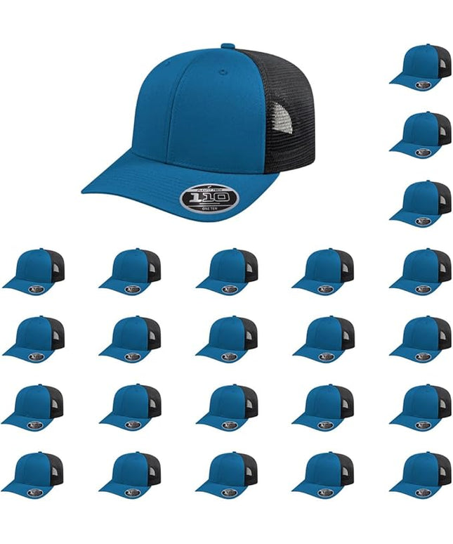 Cap America i8502 Flexfit 110 Premium Mid Profile 6-Panel Mesh Back Trucker Cap Hat w/UV Guard & Adjustable Snapback