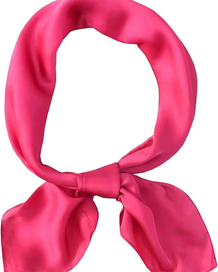 CHUNG Women's Square Satin Scarf 27.5" Bandanas Solid 50s Retro Neck Scarves Emulation Silk Handbag Hair Ribbons Necktie