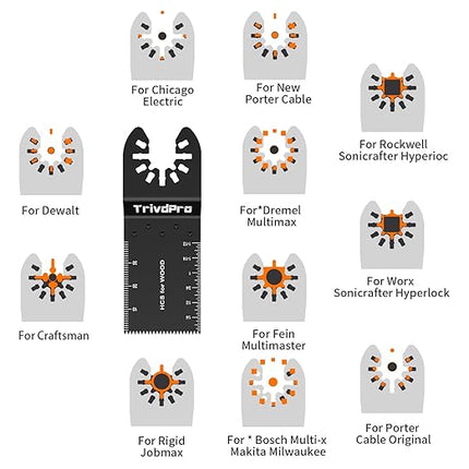 200Pcs Oscillating Tool Blades Professional Universal Oscillating Saw Blades Wood Multitool Blades Compatible with Dewalt, Milwaukee, Ryobi, Rockwell, Bosch