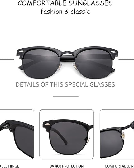 Pro Acme Semi-Rimless Polarized Sunglasses UV 400 Protection for Women Men