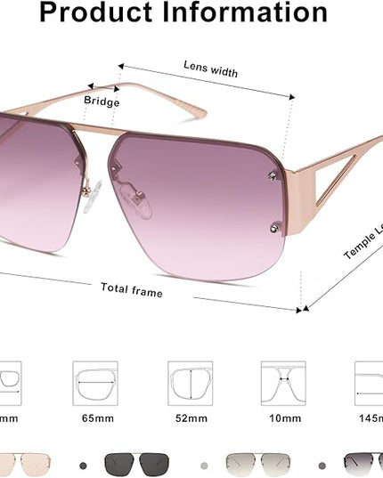 SOJOS Trendy Aviator Sunglasses Mens Womens Retro Metal Rimless Frame Shades Lentes De Sol Para Mujer SJ1192